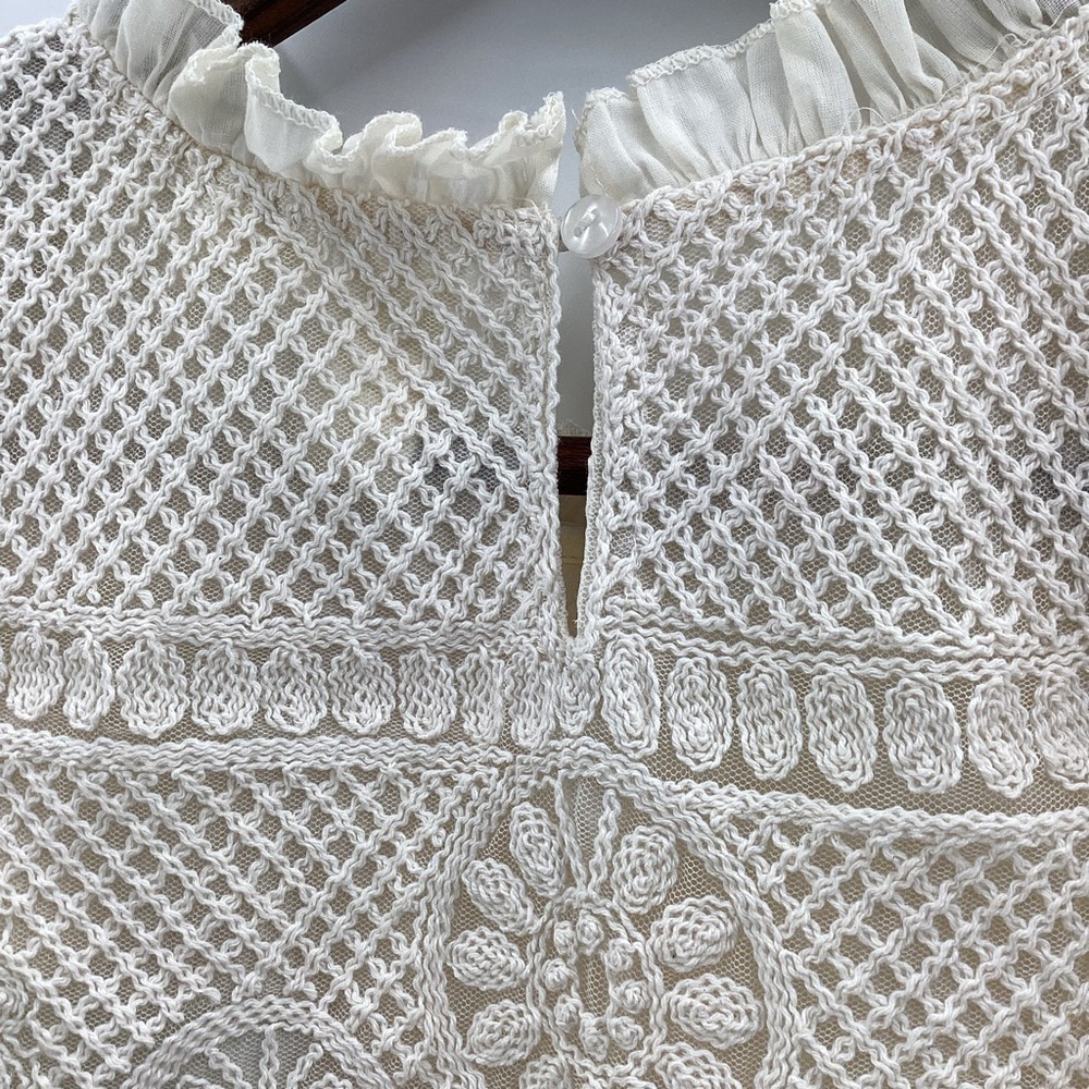 Joie Embroidered Cream Ruffle Boho Top - Picture 4 of 12